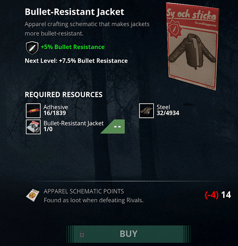 Bullet res jacket unlock view