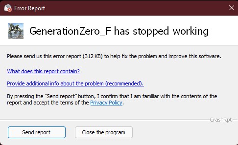 Game Crashes No Restart Possible Support And Bug Reports Generation Zero Forum